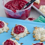 Raspberry-Chia Seed Jam Coconut Thumbprint Macaroons  