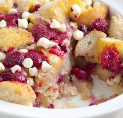 Raspberry and White Chocolate Bread Pudding