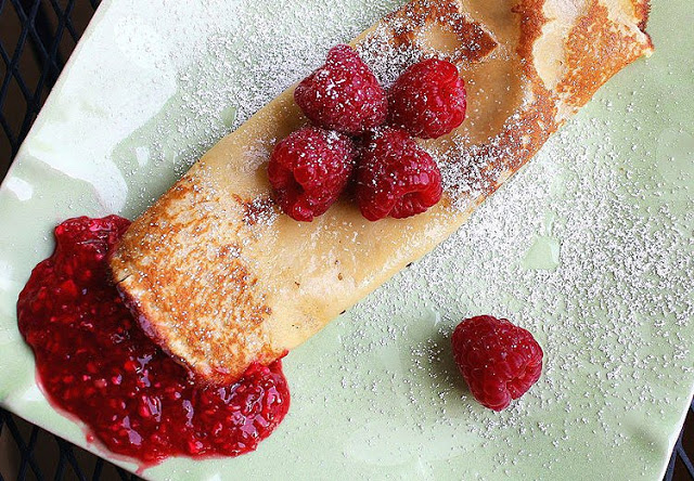 Vanilla Crepes with Warm Raspberry Compote - BC Raspberries